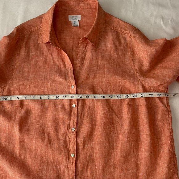 Sigrid Olsen Burnt Orange Linen Shirt – Plus Size 1X – Roll-Tab Sleeves - Picture 9 of 9